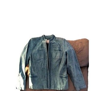 Vintage Bradley Bayou teal leather women's jacket size large